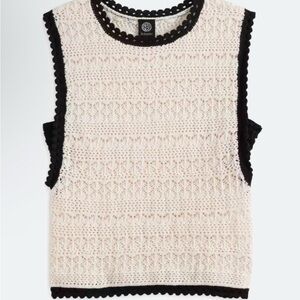 Chic Crochet Sleeveless Top - Black & Cream